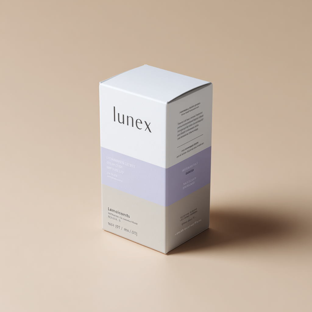 Lunex product package on neutral background